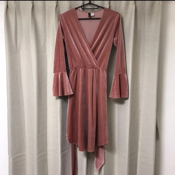 h&m velvet wrap dress